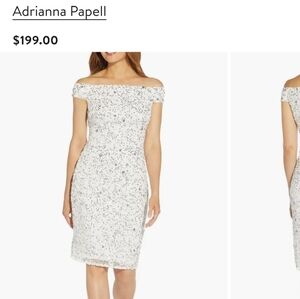Adrianna Papell One Shoulder White Sequin Dress